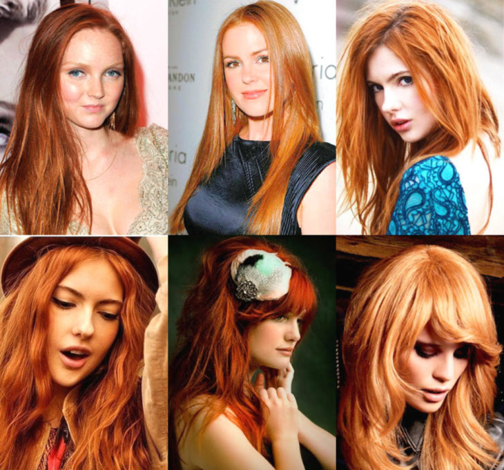 Оттенки рыжего цвета волос фото и название цвета
