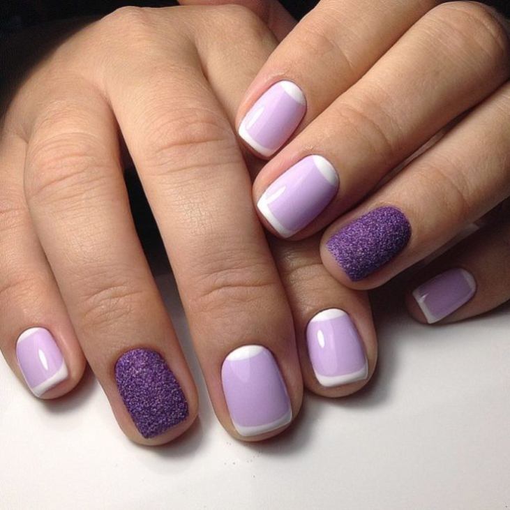 дизайн ногтей на короткие ногти фиолетовый