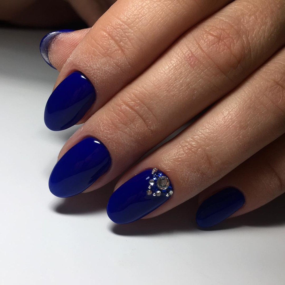 Синие Ногти С Цветами Фото